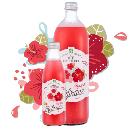 Bouteilles Kéfirade frais Hibiscus, 25cl et 75cl