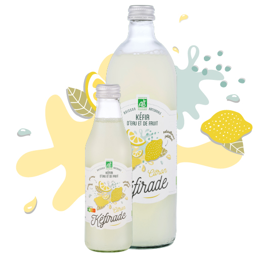 kéfir de fruits citron, bouteilles kéfirade 25cl et 75cl